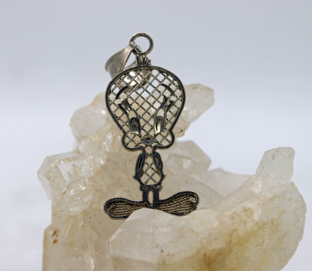 Vintage Sterling Silver Tweety Bird Looney Tunes Pendant